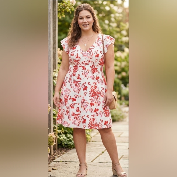 Banana Republic Dresses & Skirts - ​Banana Republic Floral Linen-Cotton Ruffle-Sleeve Dress - NWOT - 18